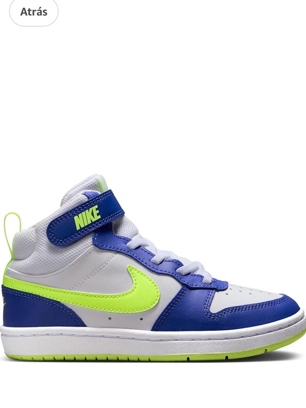Nike White, Royal Blue & Neon Green Mid-Top Sneakers